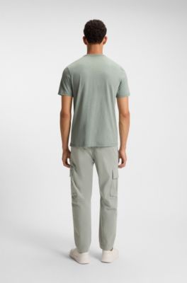 T-shirt en coton flamm&eacute; avec d&eacute;tail logot&eacute;, Chaux