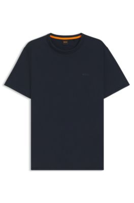 Cotton-jersey T-shirt with logo detail, Dark Blue
