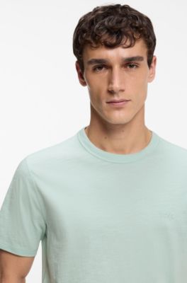 Cotton jersey T-shirt with logo detail, Turquoise