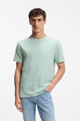 T-shirt en coton flamm&eacute; avec d&eacute;tail logot&eacute;, Turquoise