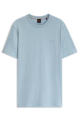 Cotton-jersey T-shirt with logo detail, Light Blue