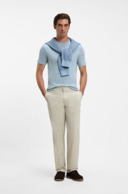 Cotton-jersey T-shirt with logo detail, Light Blue