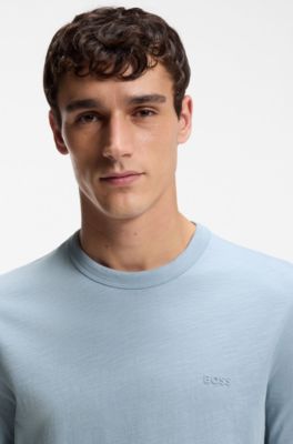 T-shirt en jersey de coton avec d&eacute;tail logot&eacute;, bleu clair