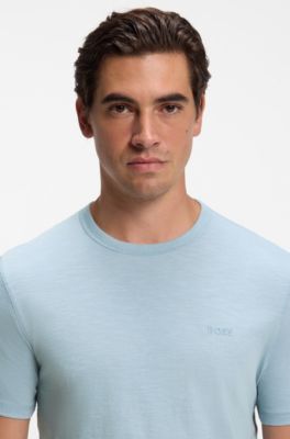 Cotton-jersey T-shirt with logo detail, Light Blue