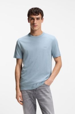T-shirt en jersey de coton avec d&eacute;tail logot&eacute;, bleu clair