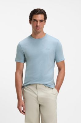 Cotton-jersey T-shirt with logo detail, Light Blue