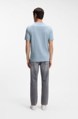 T-shirt en jersey de coton avec d&eacute;tail logot&eacute;, bleu clair