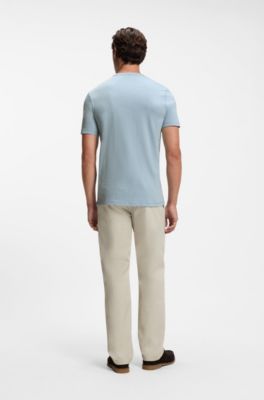 Cotton-jersey T-shirt with logo detail, Light Blue