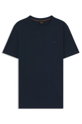 T-shirt en jersey de coton avec d&eacute;tail logot&eacute;, bleu clair