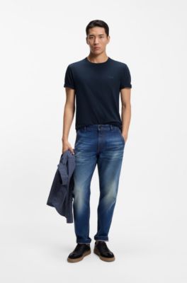 Slub-cotton T-shirt with logo detail, Light Blue