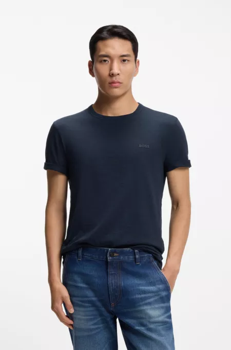 Slub-cotton T-shirt with logo detail