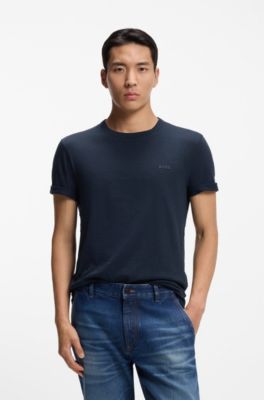 T-shirt en jersey de coton avec d&eacute;tail logot&eacute;, bleu clair
