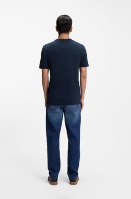 Camiseta de algod&oacute;n flameado con detalle de logo, Celeste