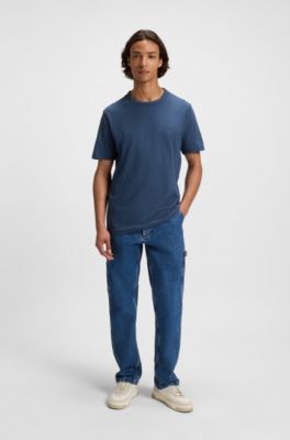 T-shirt en coton flamm&eacute; avec d&eacute;tail logot&eacute;, bleu clair