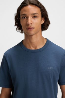 T-shirt en coton flamm&eacute; avec d&eacute;tail logot&eacute;, bleu clair