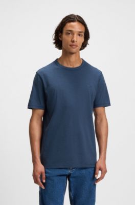 T-shirt en coton flamm&eacute; avec d&eacute;tail logot&eacute;, bleu clair