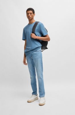 T-shirt en coton flamm&eacute; avec d&eacute;tail logot&eacute;, bleu clair