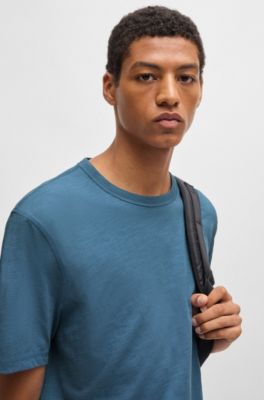 T-shirt en coton flamm&eacute; avec d&eacute;tail logot&eacute;, bleu clair