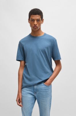 T-shirt en coton flamm&eacute; avec d&eacute;tail logot&eacute;, bleu clair