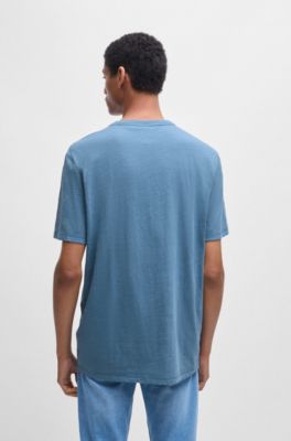 T-shirt en coton flamm&eacute; avec d&eacute;tail logot&eacute;, bleu clair