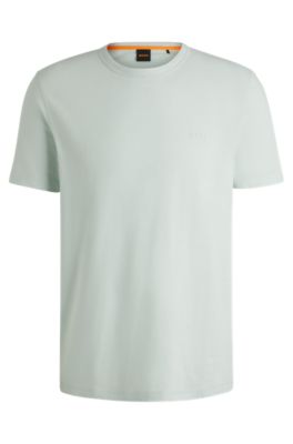 T-shirt en coton flamm&eacute; avec d&eacute;tail logot&eacute;, bleu clair
