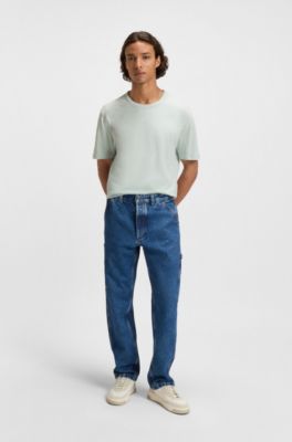 T-shirt en coton flamm&eacute; avec d&eacute;tail logot&eacute;, bleu clair