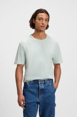 T-shirt en coton flamm&eacute; avec d&eacute;tail logot&eacute;, bleu clair