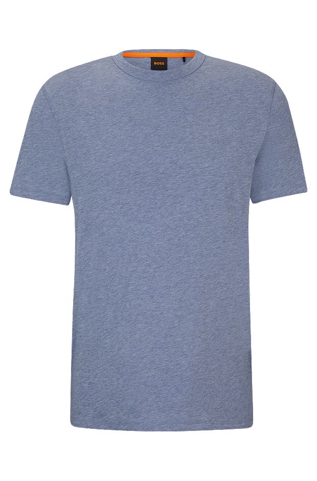 Cotton-jersey T-shirt with tonal logo, Light Blue