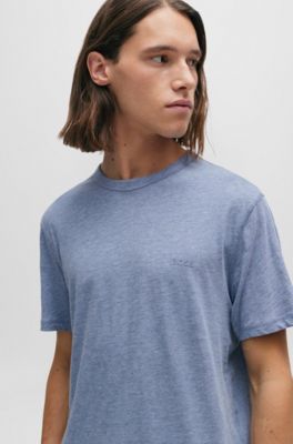 T-shirt en coton flamm&eacute; avec d&eacute;tail logot&eacute;, bleu clair
