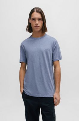 T-shirt en coton flamm&eacute; avec d&eacute;tail logot&eacute;, bleu clair
