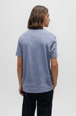T-shirt en coton flamm&eacute; avec d&eacute;tail logot&eacute;, bleu clair