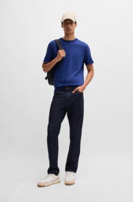 T-shirt en coton flamm&eacute; avec d&eacute;tail logot&eacute;, bleu clair