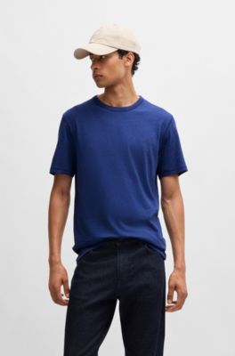 T-shirt en coton flamm&eacute; avec d&eacute;tail logot&eacute;, bleu clair