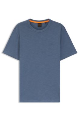 Camiseta de punto de algod&oacute;n con detalle de logo, Celeste