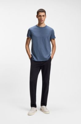 T-shirt en coton flamm&eacute; avec d&eacute;tail logot&eacute;, bleu clair