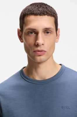 T-shirt en coton flamm&eacute; avec d&eacute;tail logot&eacute;, bleu clair