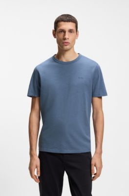 T-shirt en coton flamm&eacute; avec d&eacute;tail logot&eacute;, bleu clair