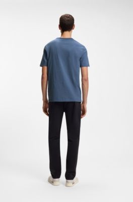 Camiseta de punto de algod&oacute;n con detalle de logo, Celeste