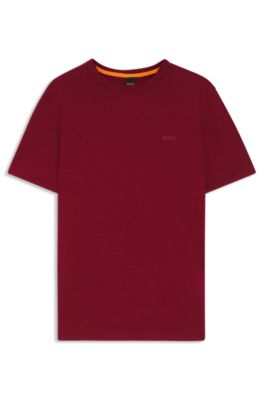 T-shirt en coton flamm&eacute; avec d&eacute;tail logot&eacute;, Rouge