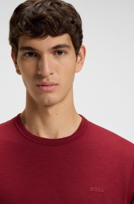 Camiseta de punto de algod&oacute;n con detalle de logo, Rojo