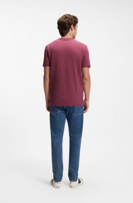 Cotton-jersey T-shirt with logo detail, Red