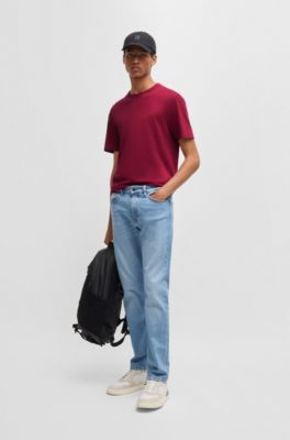 T-shirt en coton flamm&eacute; avec d&eacute;tail logot&eacute;, Rouge clair