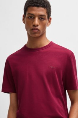 T-shirt en coton flamm&eacute; avec d&eacute;tail logot&eacute;, Rouge clair