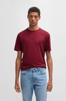 T-shirt en coton flamm&eacute; avec d&eacute;tail logot&eacute;, Rouge clair