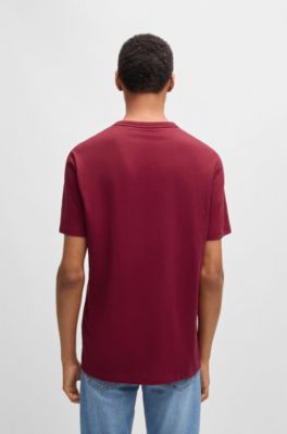 T-shirt en coton flamm&eacute; avec d&eacute;tail logot&eacute;, Rouge clair