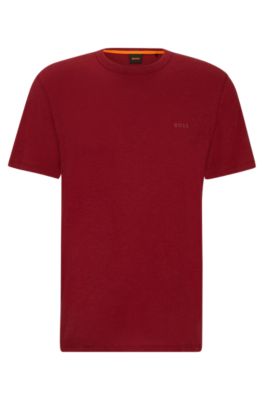 T-shirt en coton flamm&eacute; avec d&eacute;tail logot&eacute;, Rouge clair
