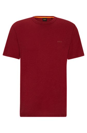 Cotton-jersey T-shirt with tonal logo, Light Red