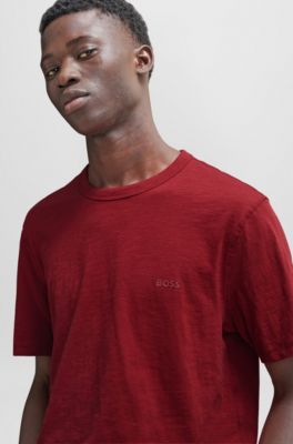T-shirt en coton flamm&eacute; avec d&eacute;tail logot&eacute;, Rouge clair