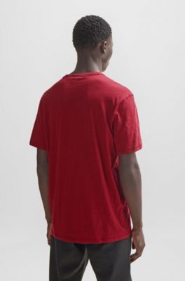 T-shirt en coton flamm&eacute; avec d&eacute;tail logot&eacute;, Rouge clair