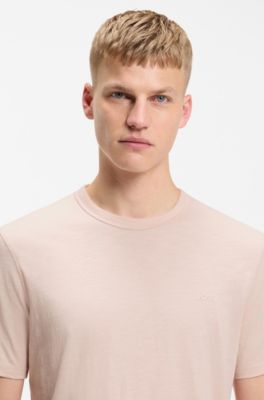 Slub-cotton T-shirt with logo detail, light pink